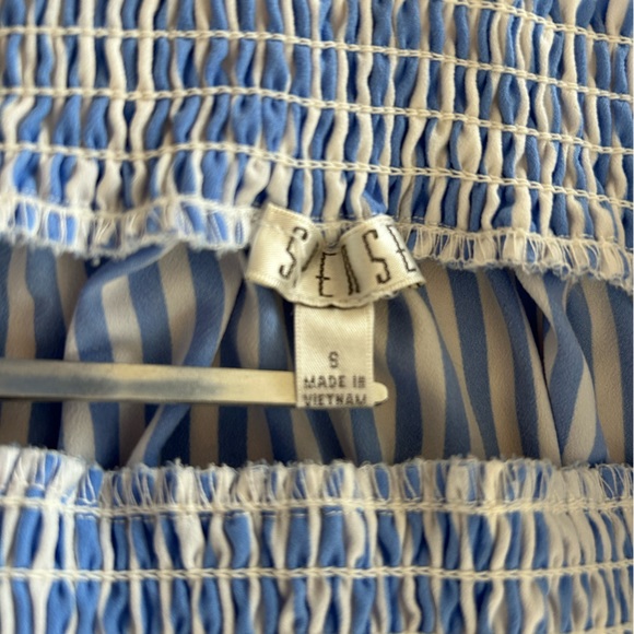 Off The Shoulder Blue & White Stripe Dress - Picture 3 of 5